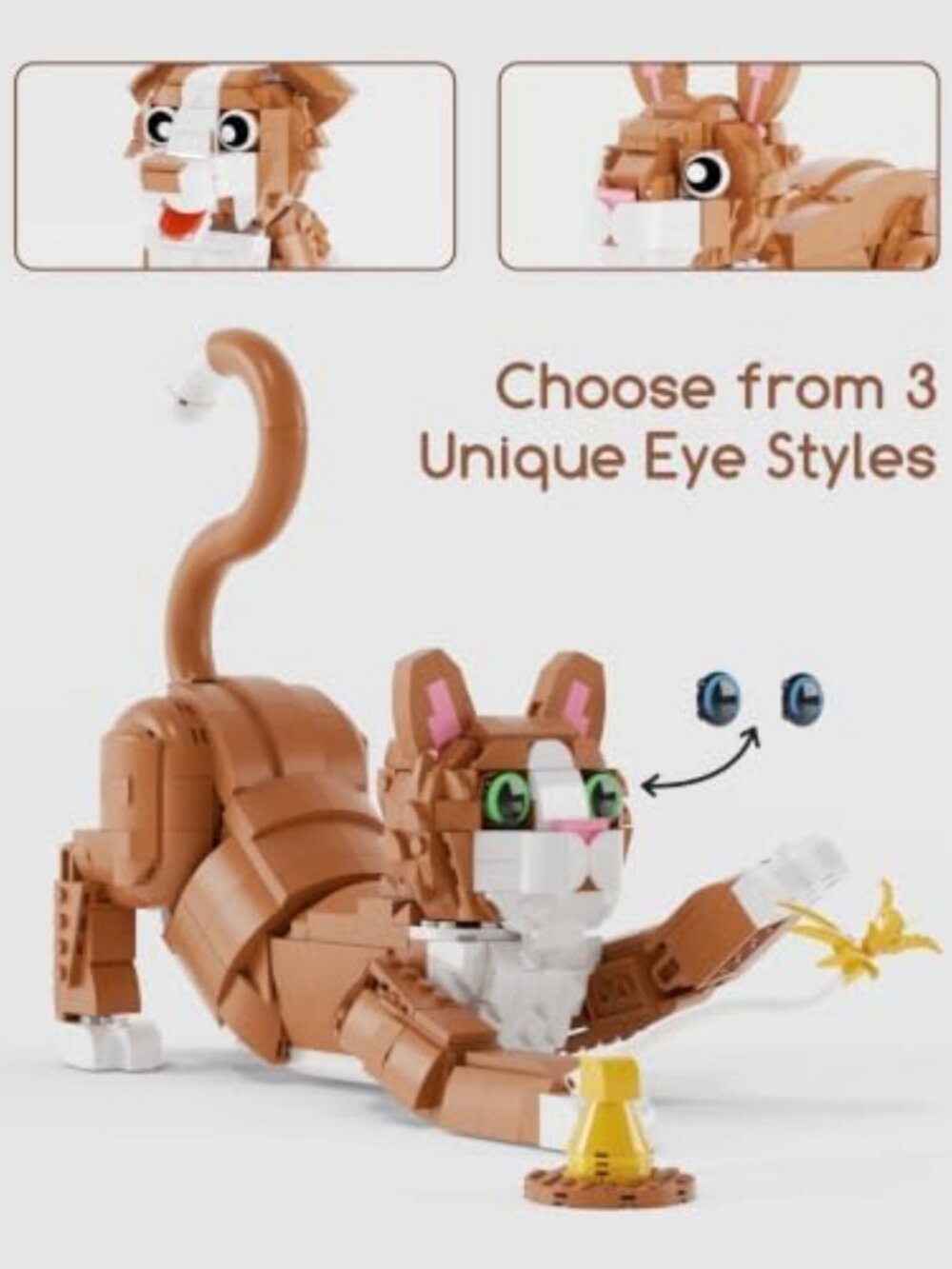 3-in-1 Orange Cat Building Set | Create Cat, Dog & Rabbit Models - Fun Toy! - Picture 5 of 6